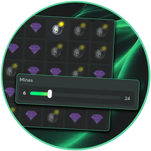Set your custom mine count on BC Game, and increase your payout multipliers easily.